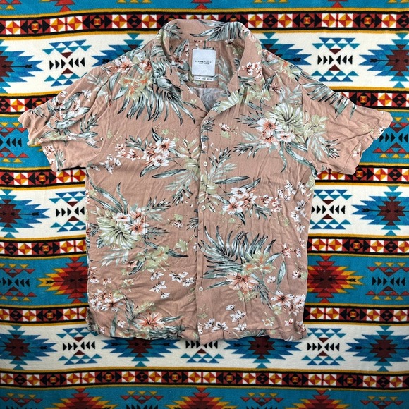 Denim & Flower Floral Print Button Up Short Sleeve Casual Shirt M‎ - Picture 1 of 5